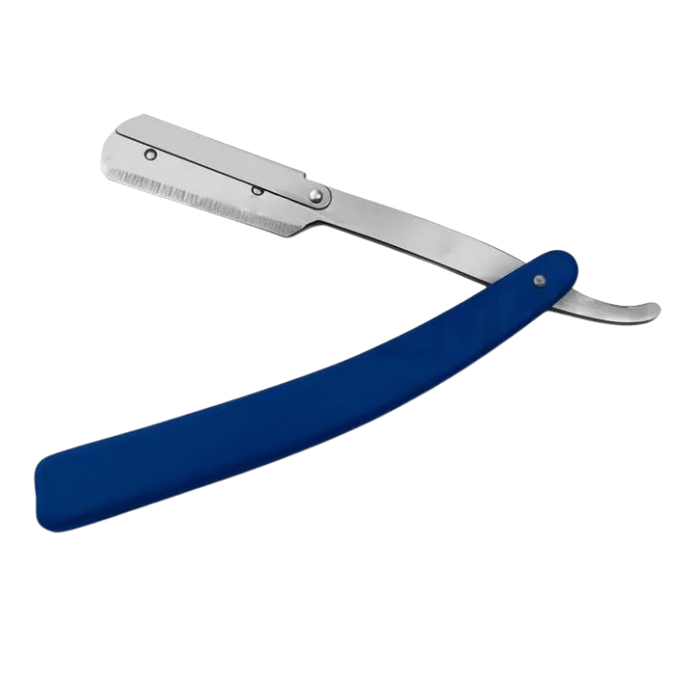 Untitled design - 2026-05-21T142213.641 Straight Edge Barber Razor with 11 Double Edge Blades – Blue - Image 1