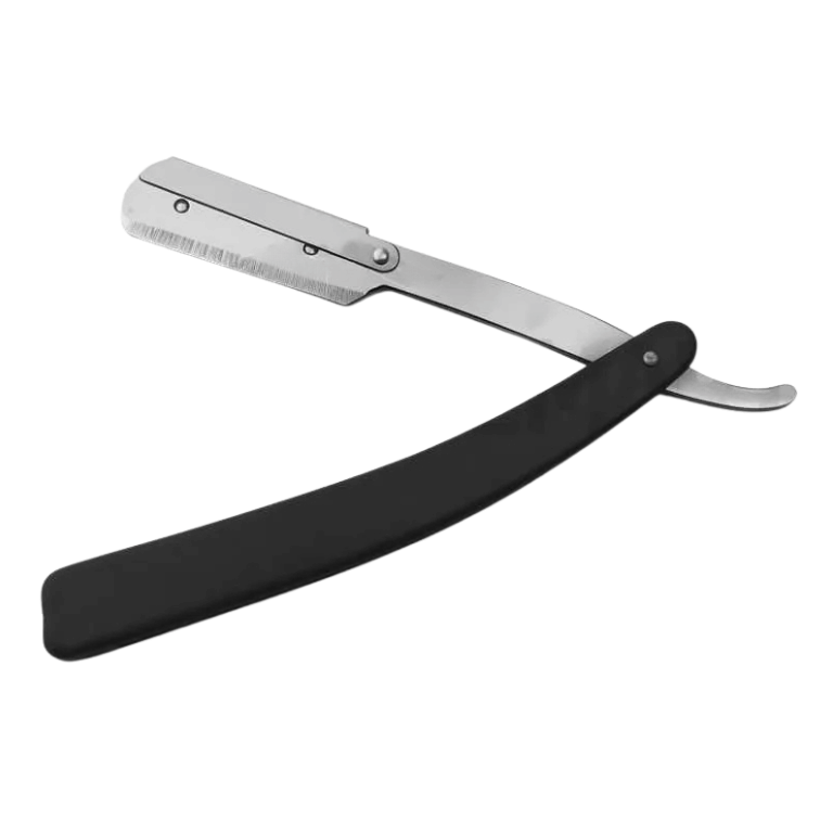 Untitled design - 2026-05-21T142919.098 Straight Edge Barber Razor with 11 Double Edge Blades – Black - Image 1